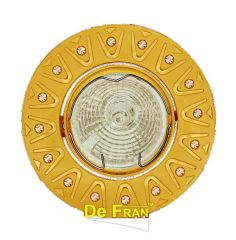 Точечный светильник De Fran FT 196 SG "Поворотный в центре", "стразы" сатин-золото MR16 1 x 50 вт