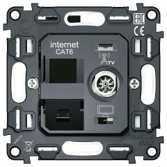 Механизм ТВ-розетки оконечные и розетки Ethernet RJ-45 со шторкам Ambrella Volt QUANT VM195