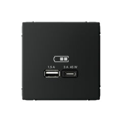 Systeme Electric ARTGALLERY USB РОЗЕТКА A + тип-C 45Вт высокоскор.заряд. QC, PD, механизм, КАРБОН