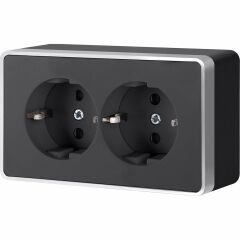  Werkel Розетка двойная с заземлением Gallant черный с серебром W5072134 W5072134