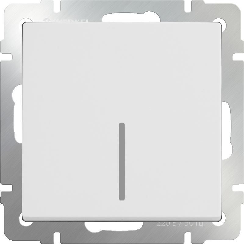  Werkel Выключатель одноклавишный проходной с подсветкой (белый) WL01-SW-1G-2W-LED