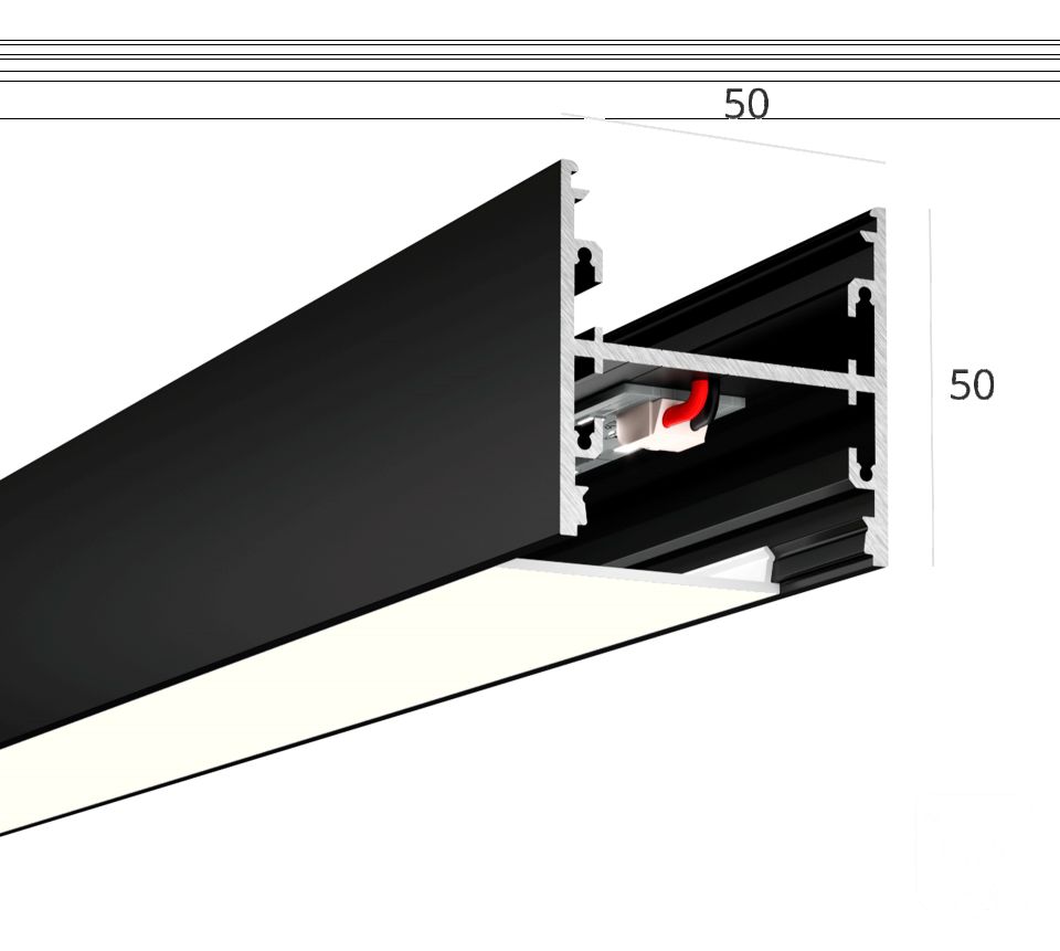  6063 Линейный светильник HOKASU 50/50 U&amp;amp;D ПРОМ NoPS (RAL9005/1000mm/LT70 — 4K/38W) — БЕЗ БП