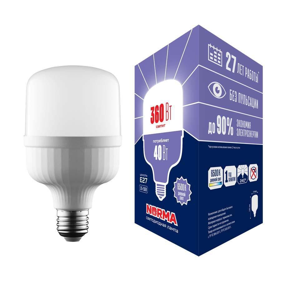 Лампа LED сверхмощная (UL-00006790) Volpe E27 40W (360W) 6500K матовая LED-M80-40W/6500K/E27/FR/NR