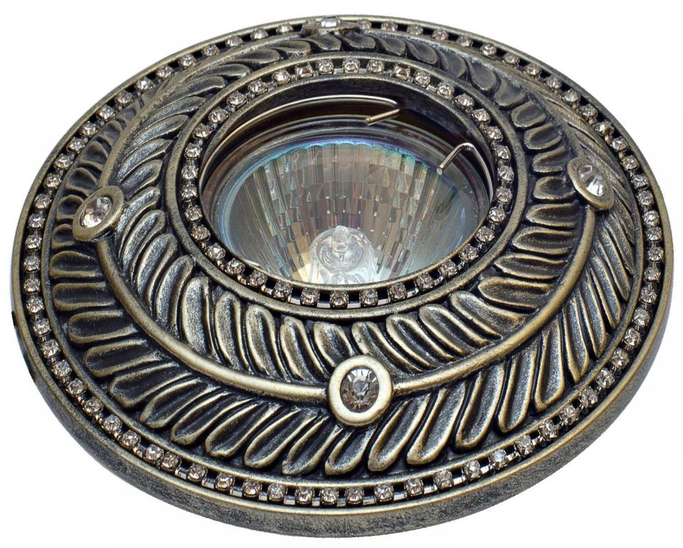 Точечный светильник De Fran FT 206 AG неповоротный античное золото со стразами MR16 1 x 50 вт