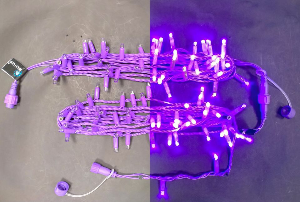Гирлянда Rich LED 10 м, 220В, ДИ, колпачок, ФИОЛЕТОВЫЙ, фиолетовый провод