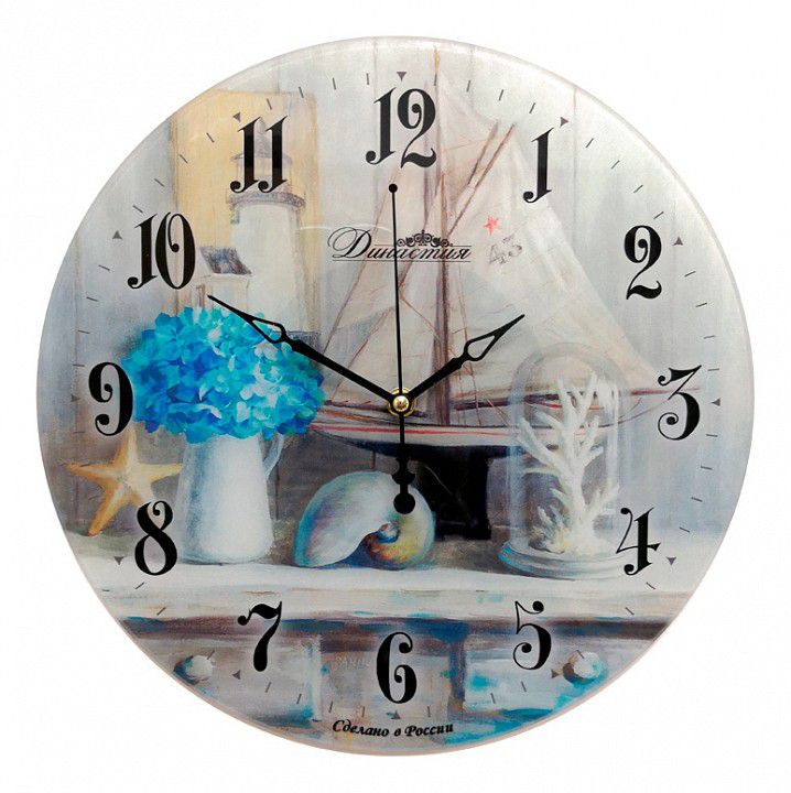  Династия Настенные часы (33 см) Морской прованс 01-074