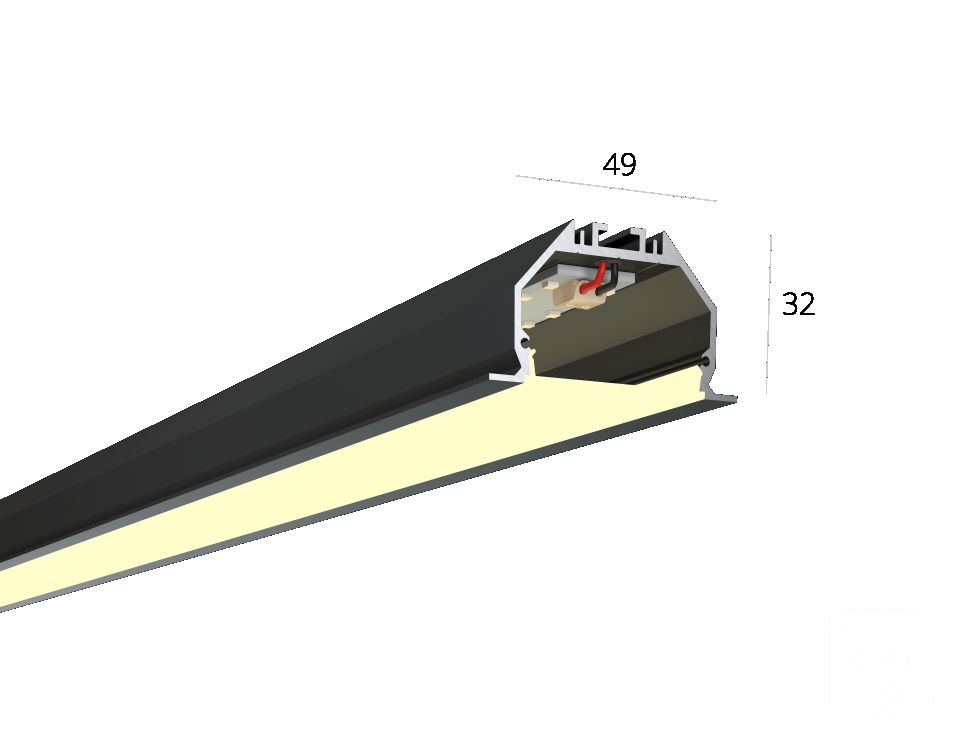  6063 Линейный светильник LINE 4932 IN (RAL9005/2500mm/LT70 — 3K/52W)