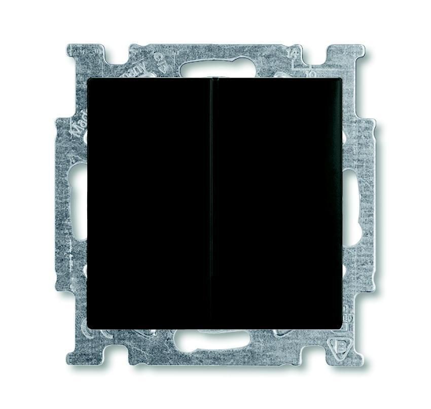 Выключатель двухклавишный ABB Basic55 10A 250V с подсветкой chateau-черный 2CKA001012A2178