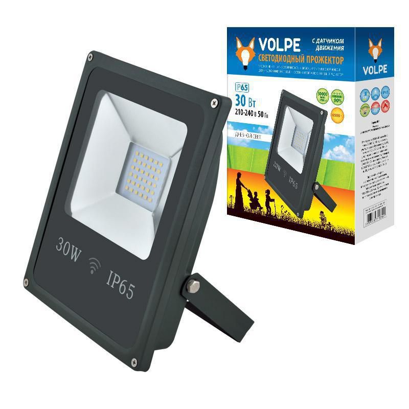 Прожектор Volpe ULF-Q509 30W/DW SENSOR IP65 210-240B BLACK картон
