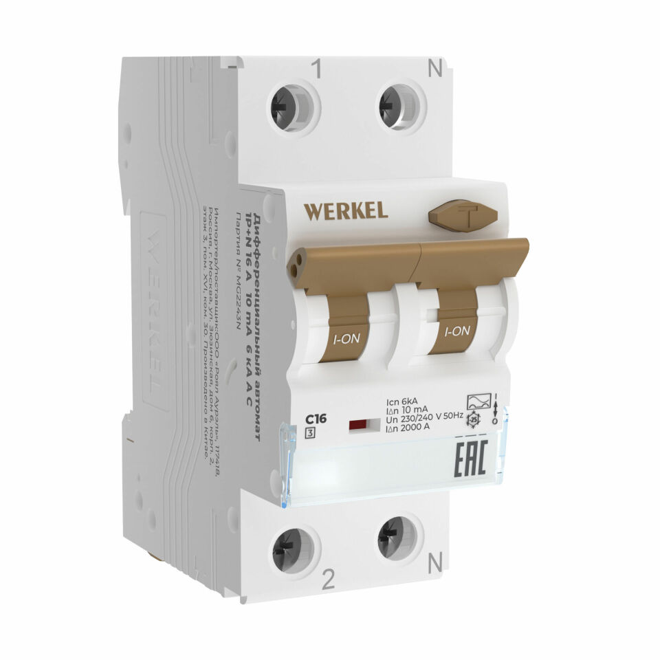  Werkel W922P324 / Дифференциальный автомат 1P+N 16 A 10 mА 6 kА C A W922P324