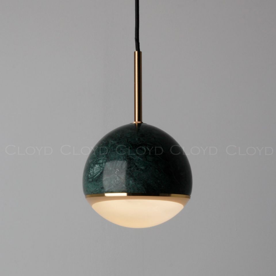Подвесной светильник Cloyd LUNAR P1 / латунь - зелен.камень (арт.11059)