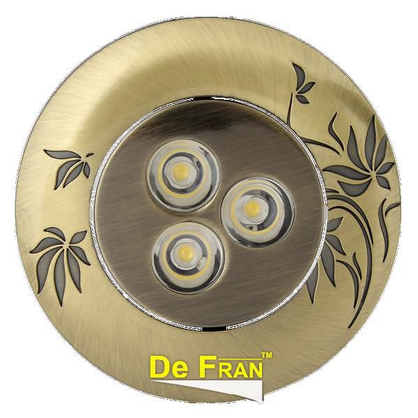 Точечный светильник De Fran FT 920 LED светодиодный поворотный, с ПРА и LED бронза, спектр белый 4000-4500К LED 3 x 1 вт