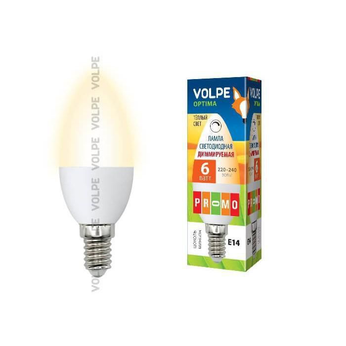  Volpe Лампа светодиодная диммируемая (10697) E14 6W 3000K матовая LED-C37-6W//WW/E14/FR/DIM/O
