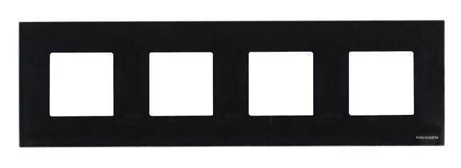 Рамка 4-постовая ABB Zenit стекло черное N2274 CN