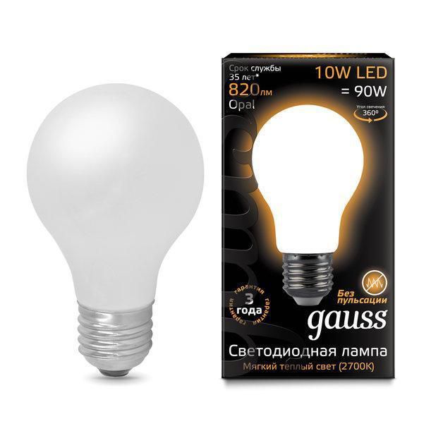  Gauss Лампа светодиодная филаментная E27 10W 2700К матовая 102202110