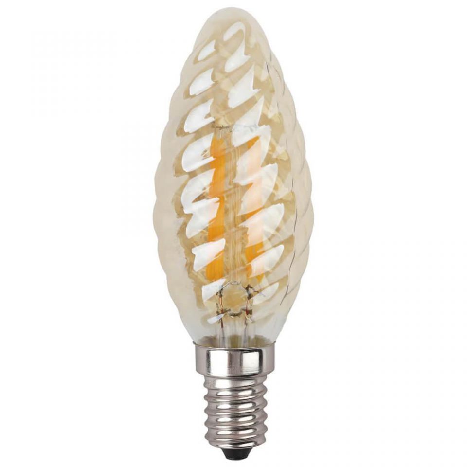 Лампа светодиодная филаментная Эра E14 5W 2700K золотая F-LED BTW-5W-827-E14 gold