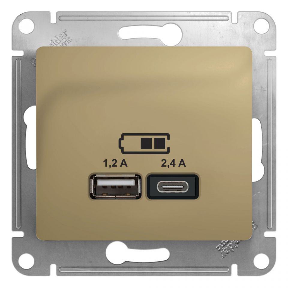  Systeme Electric GLOSSA USB РОЗЕТКА A+С, 5В/2,4А, 2х5В/1,2 А, механизм, ТИТАН