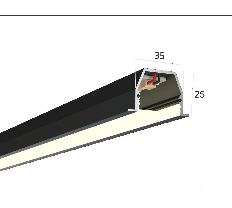  6063 Линейный светильник LINE 3525 IN (RAL9005/500mm/LT70 — 4K/7W)