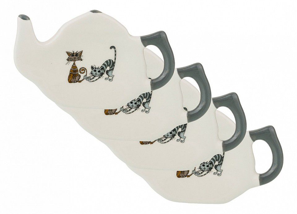  Lefard Набор из 4 подставок под чайные пакетики (11x7x2 см) Озорные коты 188-190