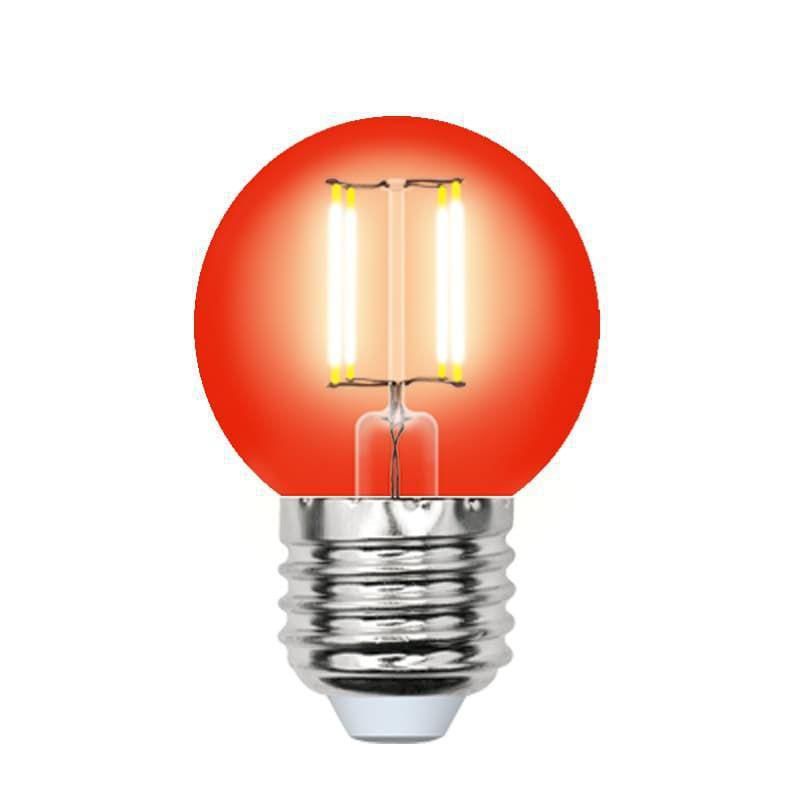 Лампа светодиодная Uniel LED-G45-5W/RED/E27 GLA02RD картон