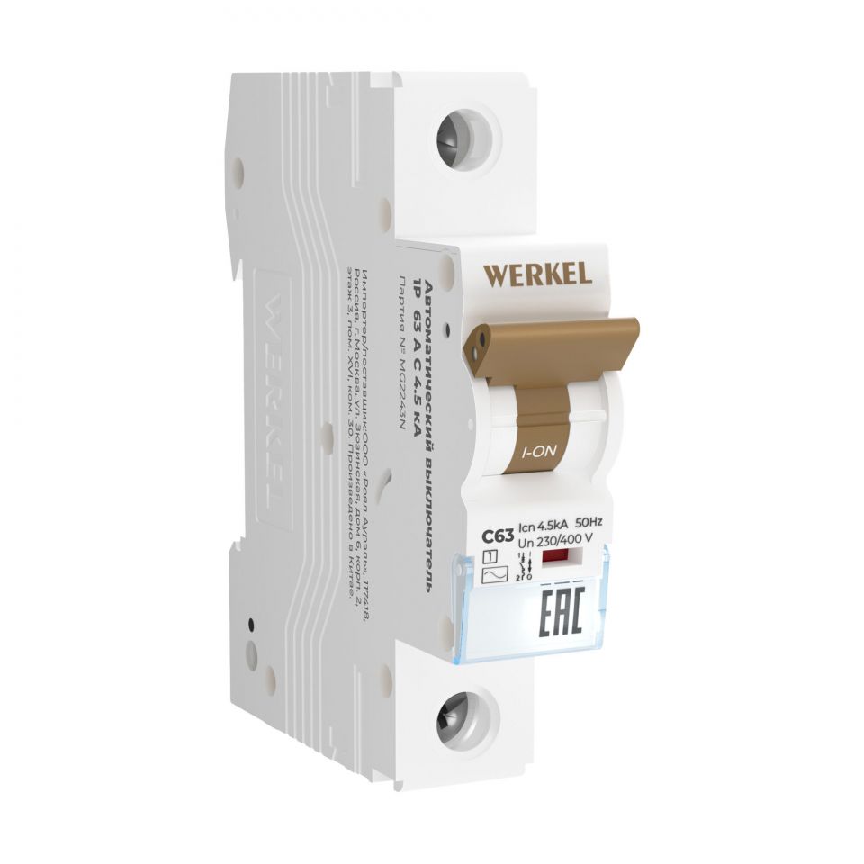  Werkel Автоматический выключатель 1P 63 A C 4,5 кА W901P634