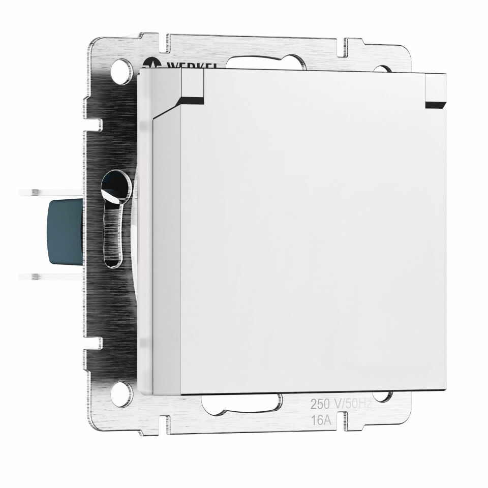  Werkel Розетка с заземлением и шторками c крышкой IP44 N (белый матовый) W1171261