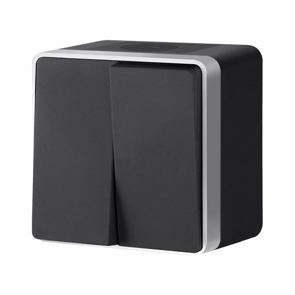  Werkel Выключатель двухклавишный влагозащищенный Gallant черный с серебром W5020234 W5020234