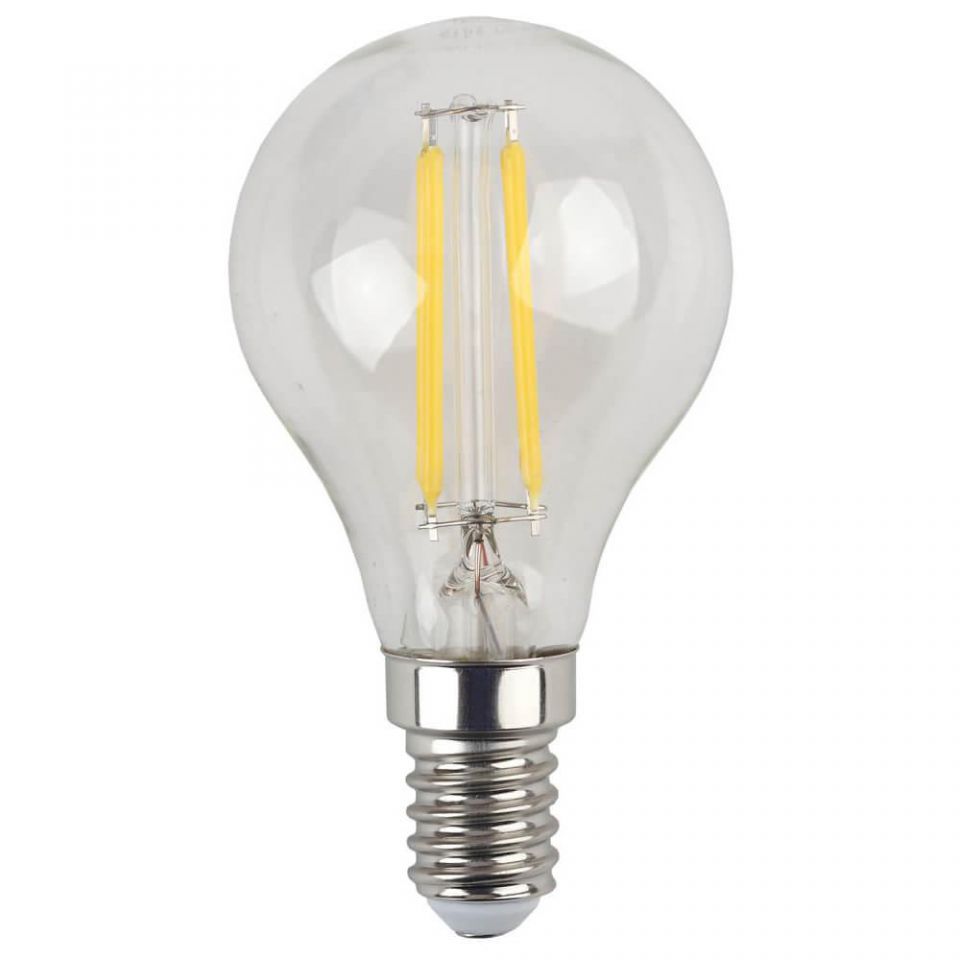 Лампа светодиодная филаментная Эра E14 5W 4000K прозрачная F-LED P45-5W-840-E14