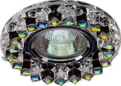 Точечный светильник De Fran FT 940 M5 с торцевой светодиодной подсветкой хром зеркальный + кристаллы М5 и прозрачные 3000К LED/MR16