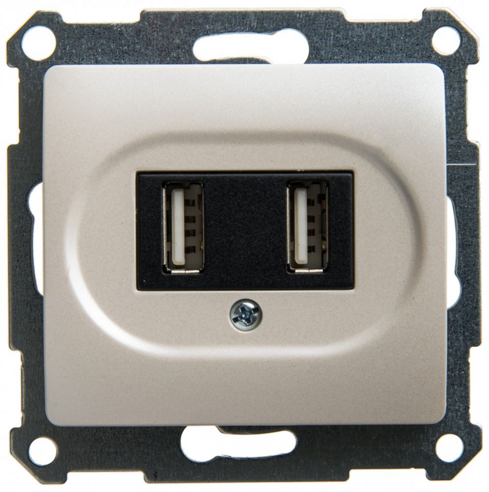  Schneider Electric GLOSSA USB РОЗЕТКА, 5В /1400 мА, 2 х 5В /700 мА, механизм, ПЕРЛАМУТР