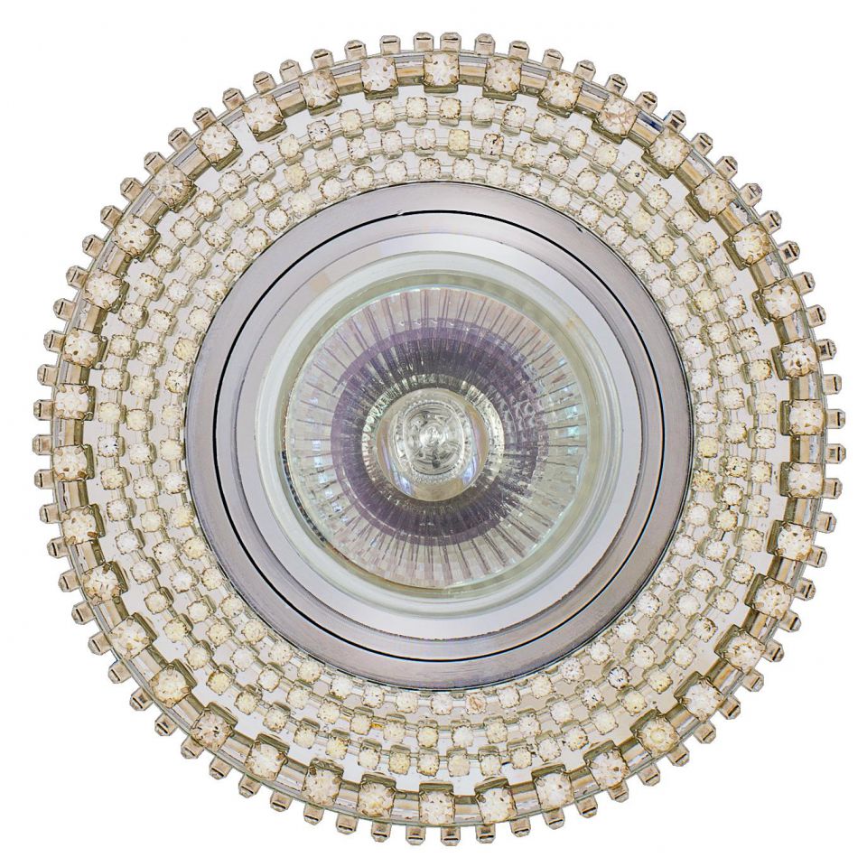 Точечный светильник De Fran FT 515 зеркальный со стразами хром зеркальный + стразы прозрачные MR16 1 x 50 вт