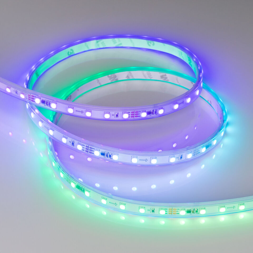 Лента герметичная SPI-PS-A120-12mm 24V RGB-PX6-BPT (23 W/m, IP67, 2835, 5m) ( Arlight , бегущий огонь)