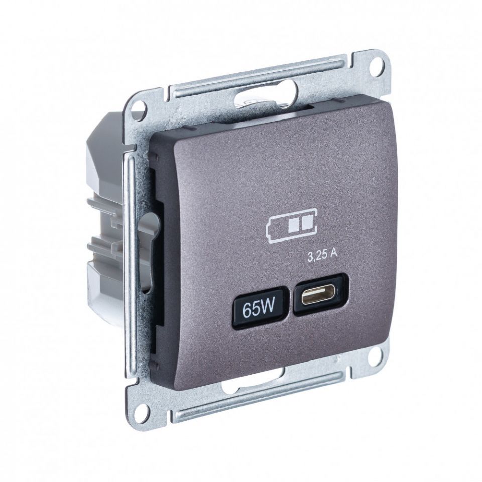  Systeme Electric GLOSSA USB РОЗЕТКА тип-C 65Вт высокоскор.заряд. QC, PD, механизм, СИРЕН.ТУМАН