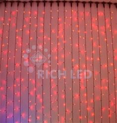 Гирлянда Rich LED Занавес 2*6 м, КРАСНЫЙ, прозрачный провод