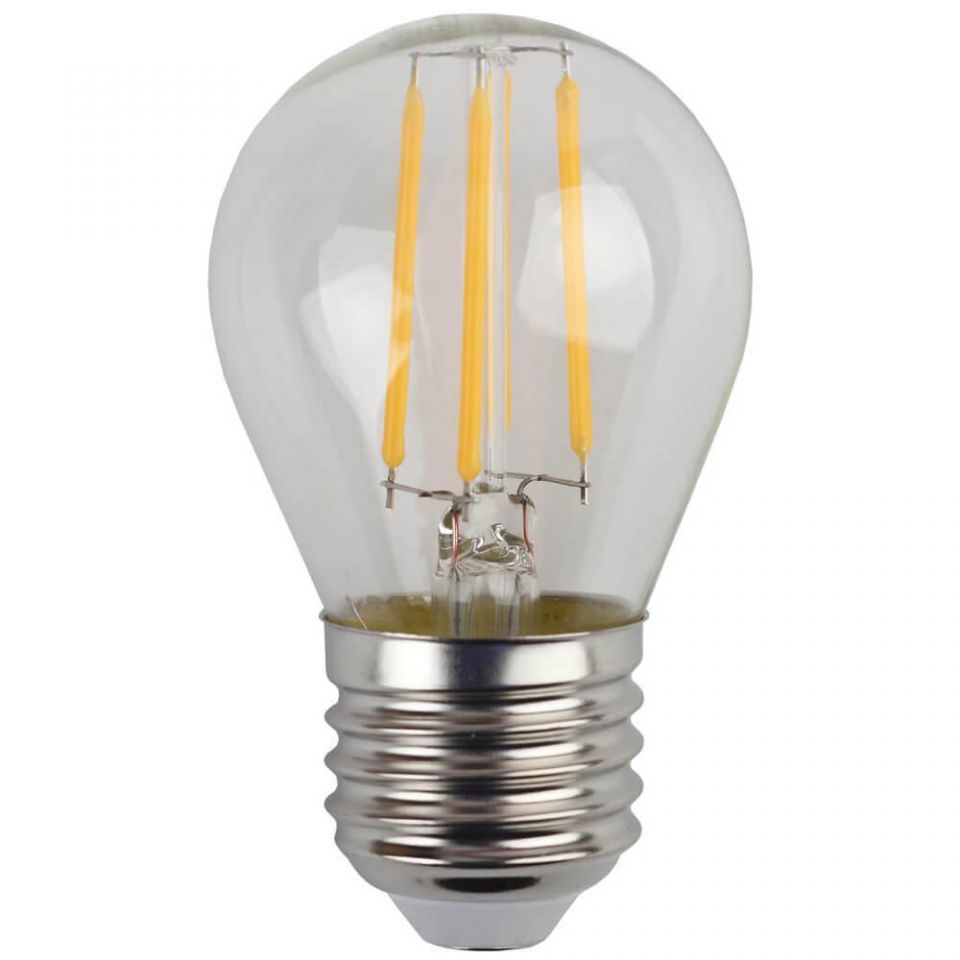 Лампа светодиодная филаментная Эра E27 7W 4000K прозрачная F-LED P45-7W-840-E27