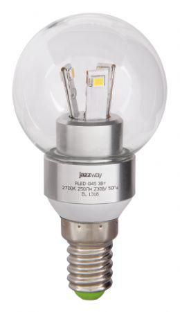 Лампа светодиодная Jazzway PLED-G45 CLEAR 3w 2700K 250 Lm E14 230/50