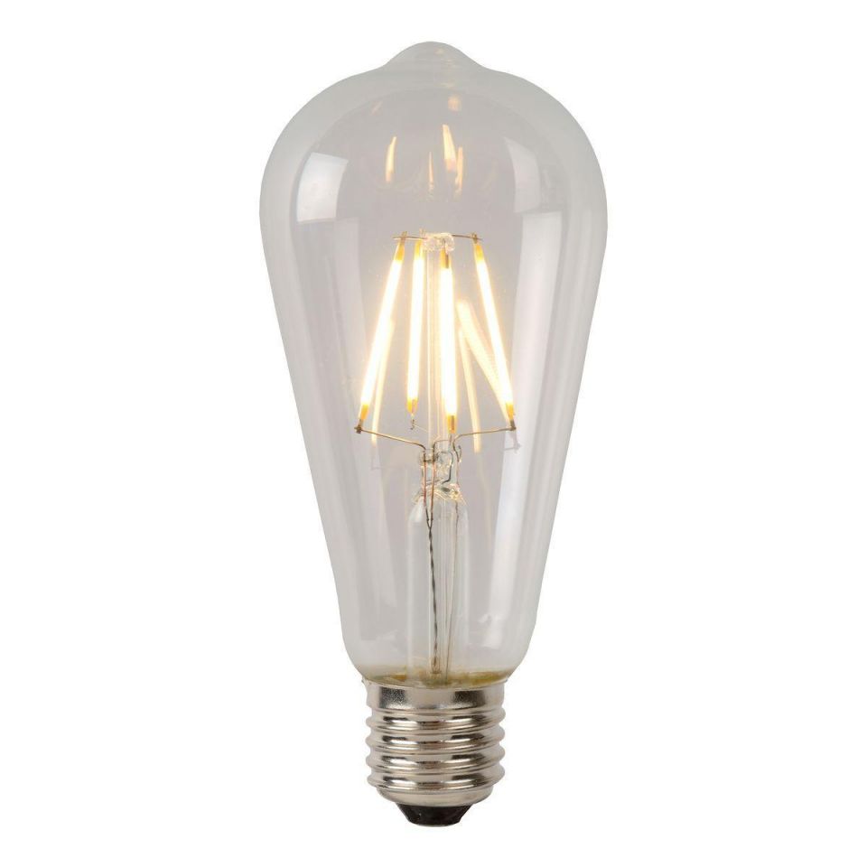 Лампа светодиодная диммируемая Lucide E27 7W 2700К прозрачная 49089/07/60