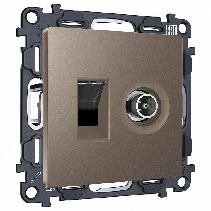 ТВ-розетка и розетка Ethernet RJ-45 без рамки Ambrella Volt ALFA MA642510