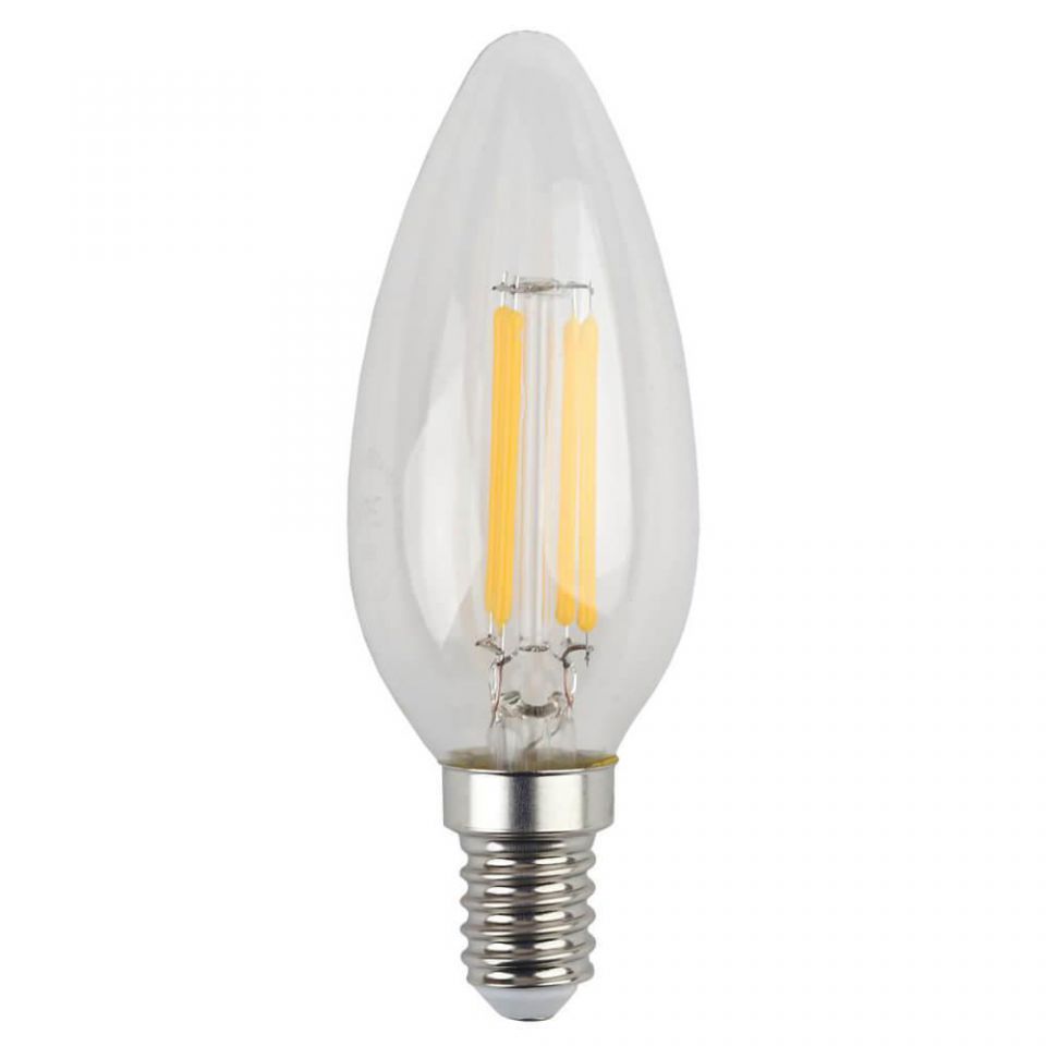 Лампа светодиодная филаментная Эра E14 5W 4000K прозрачная F-LED B35-5W-840-E14