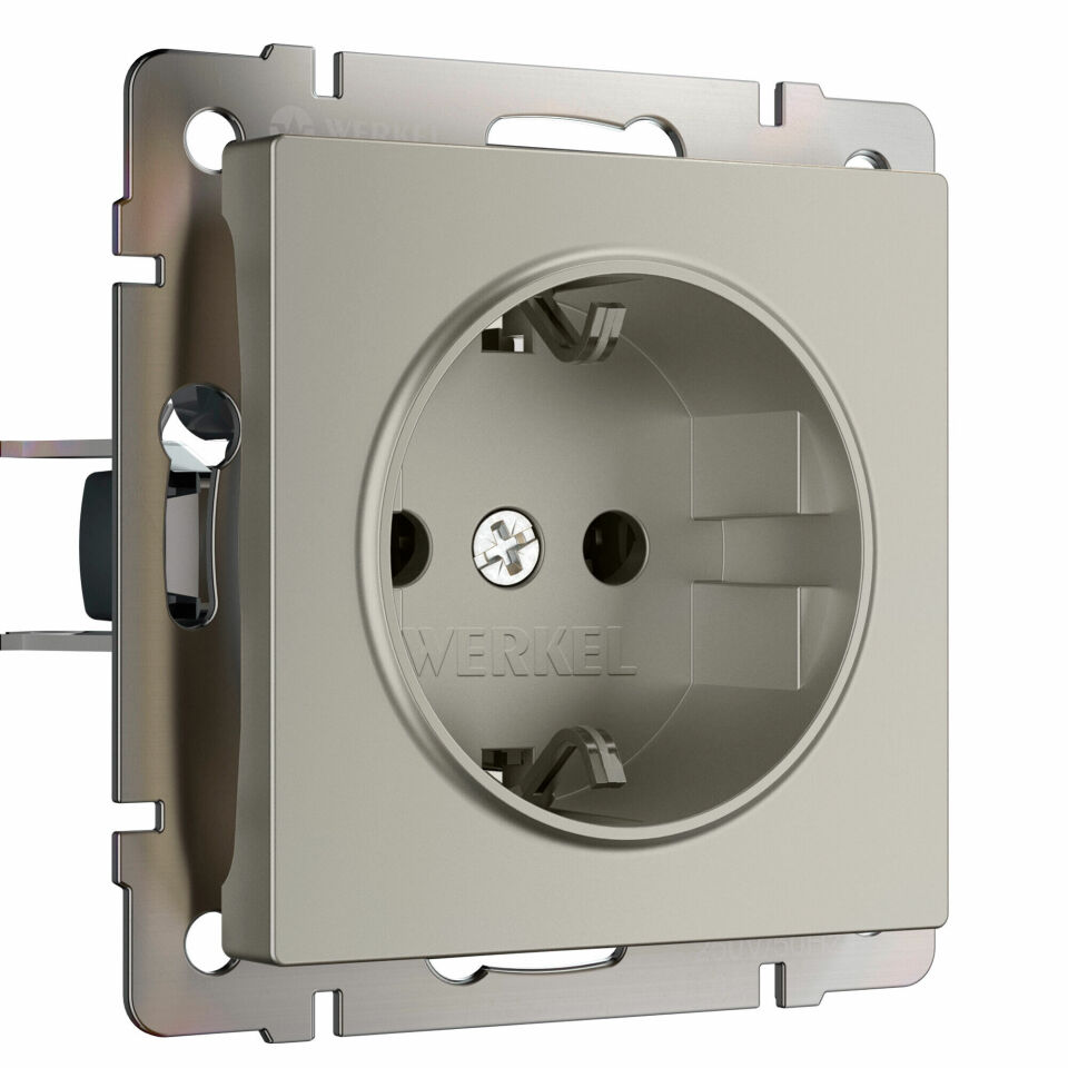  Werkel W1271104/ Розетка с заземлением и шторками (дымчатый) W1271104