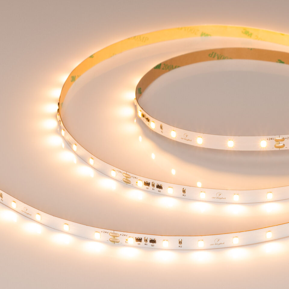 Лента IC-A60-8mm 24V Warm2400 (4.8 W/m, IP20, 2835, 10m) ( Arlight , стабилизированная)