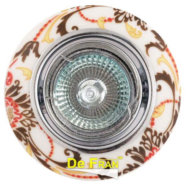Точечный светильник De Fran FT 832 "Круглый керамика Гжель" хром MR16 1 x 50 вт
