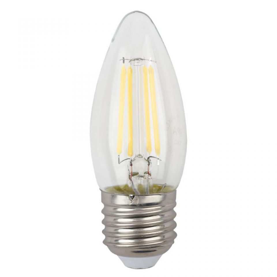 Лампа светодиодная филаментная Эра E27 5W 2700K прозрачная F-LED B35-5W-827-E27
