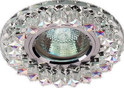 Точечный светильник De Fran FT 940 CL с торцевой светодиодной подсветкой хром зеркальный + кристаллы прозрачные 3000К LED/MR16