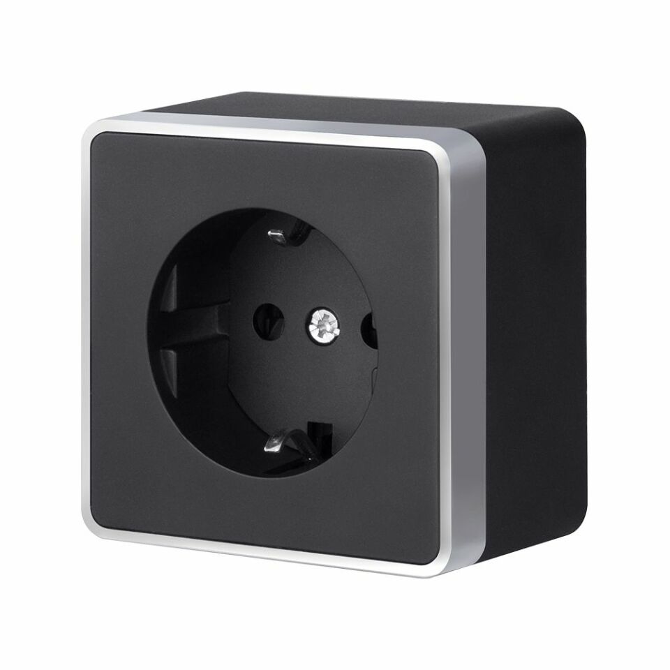  Werkel Розетка с заземлением Gallant черный с серебром W5071034 W5071034