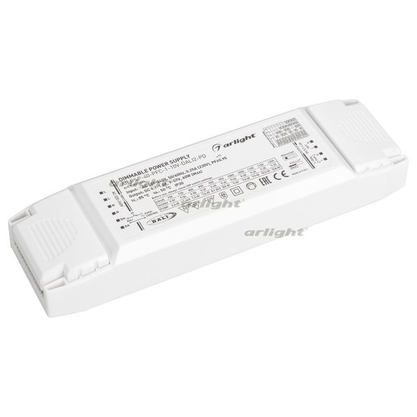  Arlight Блок питания ARJ-SP-40-PFC-1-10V-DALI2-PD (40W, 700-1200mA) (ARL, IP20 Пластик, 5 лет)
