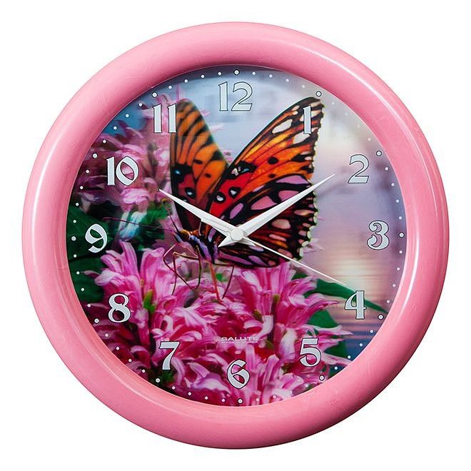  Салют Настенные часы (33x5 см) П-3Б1.1-723 Бабочка 3D