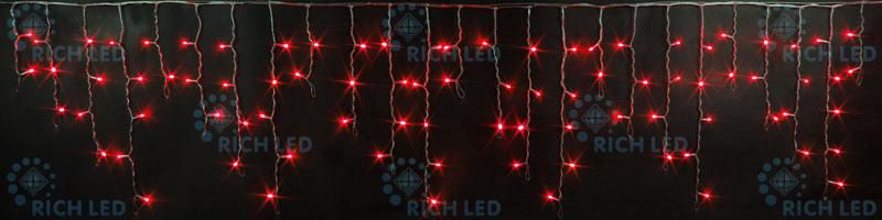Гирлянда Rich LED Бахрома 3*0.5 м КРАСНЫЙ, прозрачный провод