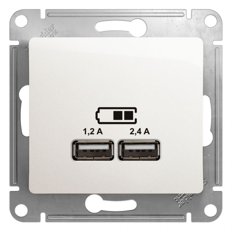  Systeme Electric GLOSSA USB РОЗЕТКА A+С, 5В/2,4А, 2х5В/1,2 А, механизм, ПЕРЛАМУТР