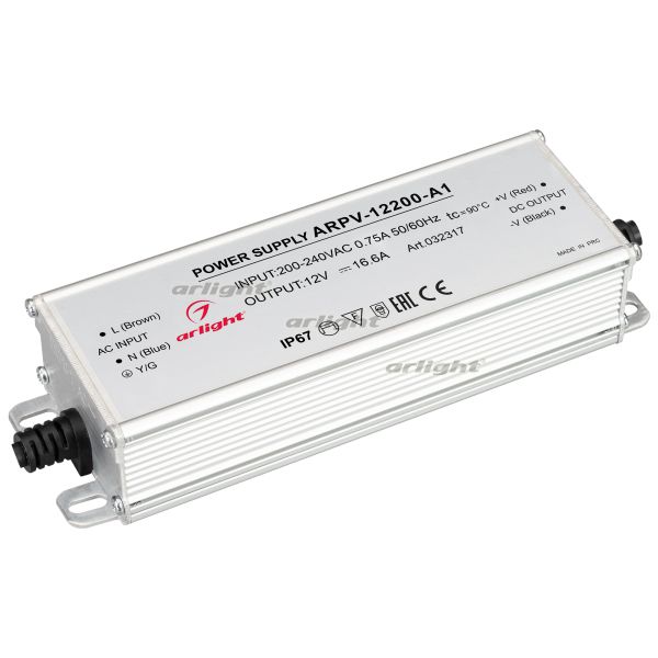  Arlight Блок питания ARPV-12200-A1 (12V, 16.6A, 200W) (ARL, IP67 Металл, 3 года)